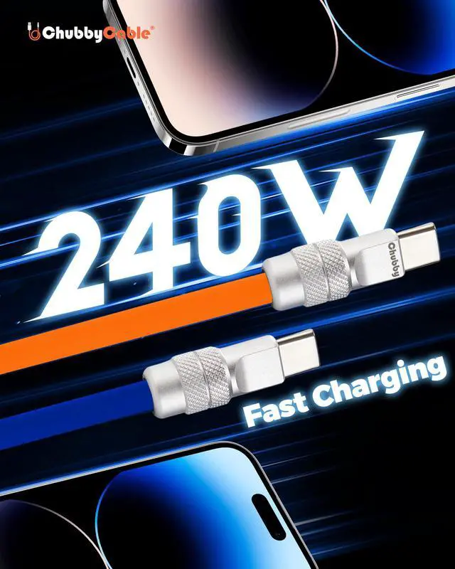 Alt view image 3 of 5 - chubbycable Couple Chubby 2-Pack 240W USB C Cable Extra Thick Silicone Fast Charging Cable Compatible with iPhone 17-15 Series iPad Galaxy Series, Blue+Green, Type-C to Type-C, 6.6FT