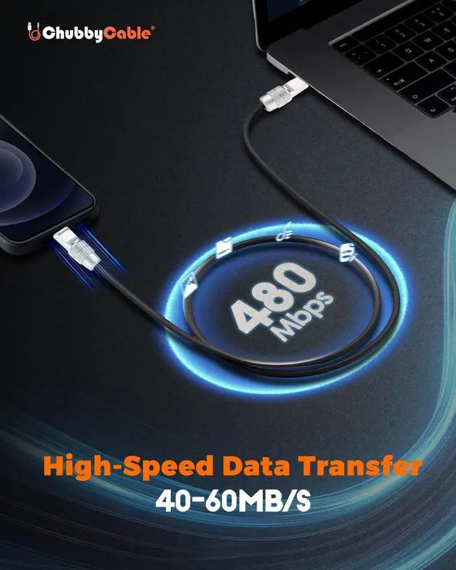 Alt view image 4 of 5 - chubbycable Couple Chubby 2-Pack 240W USB C Cable Extra Thick Silicone Fast Charging Cable Compatible with iPhone 17-15 Series iPad Galaxy Series, Blue+Green, Type-C to Type-C, 6.6FT