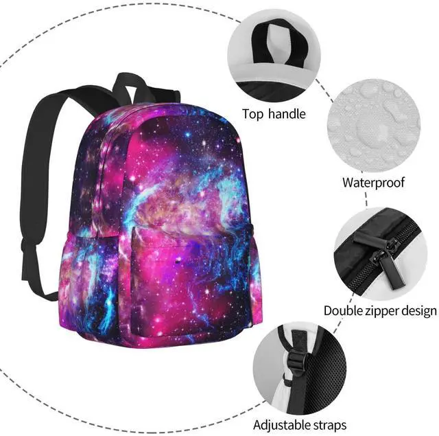 Alt view image 5 of 5 - Jbofyee Bursting Galaxy Laptop Backpack For Men Women, Lightweight Daypack Bookbag For Daily Commutes Business Travel Hiking