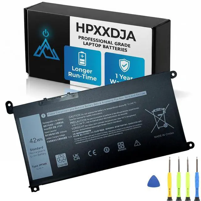 Main image of JPFMR Laptop Battery Replacement for Dell Chromebook 3400 3100 2-in-1 Chromebook 5488 5493 5593 P90F Series Notebook 0JPFMR 7T0D3 07T0D3 7MT0R 7MTOR 16DPH 65N6H DN33X RDNP5 11.4V 42Wh 3500mAh 3Cell