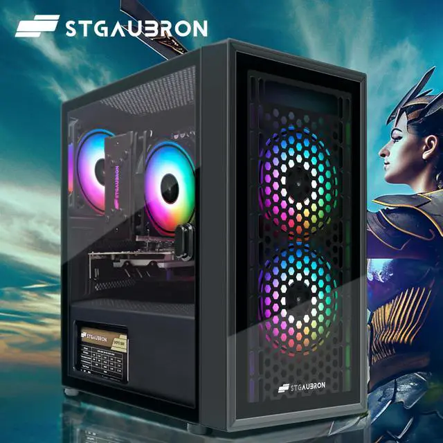 Alt view image 4 of 5 - STGAubron Gaming PC Computer Desktop, Radeon RX 560 4G, Intel Core I5-9400F up to 4.3G, 16G DDR4, 512G SSD, 600M WiFi, BT 5.0, RGB Fan x 3, RGB Mouse Pad, Windows 11 Home