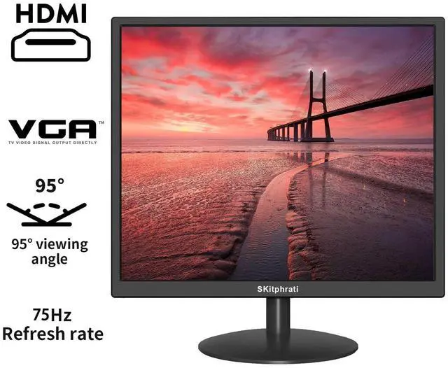 Alt view image 3 of 5 - SKitphrati 19" Monitor Square Monitor 1280 X 1024 with 45% sRGB Color Correction and 5:4 Aspect Ratio, 75 Hz, VESA Mountable, VGA, HDMI, TN Panel