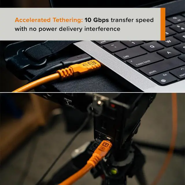 Alt view image 3 of 5 - TetherPro Optima 10Gbps Gen 2 USB-C, 6' (1.8m), Straight to Straight, High-Visibility Orange