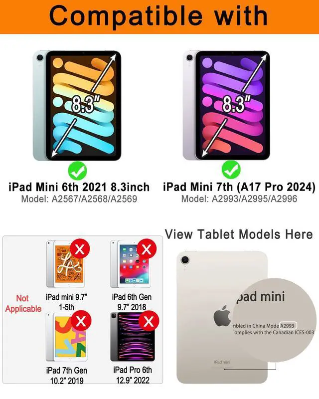 Alt view image 2 of 5 - EAMPANG Case with Keyboard Mouse for iPad mini 7th(A17 Pro,2024)/6th Generation 8.3 inch,7 Color Rainbow Backlight Detachable USB-C Keyboard Magnetic Case with Pen Slot for iPad mini 6 7 Grey