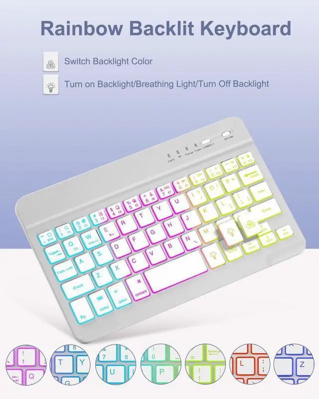 Alt view image 5 of 5 - EAMPANG Case with Keyboard Mouse for iPad mini 7th(A17 Pro,2024)/6th Generation 8.3 inch,7 Color Rainbow Backlight Detachable USB-C Keyboard Magnetic Case with Pen Slot for iPad mini 6 7 Grey