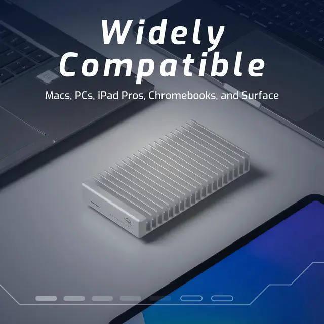 Alt view image 3 of 5 - OWC Express 1M2 80Gb/s Portable NVMe SSD USB4 (Thunderbolt Compatible/USB-C) Ultra Fast External SSD Drive with Aluminum Heat Sink Enclosure (Enclosure Only)