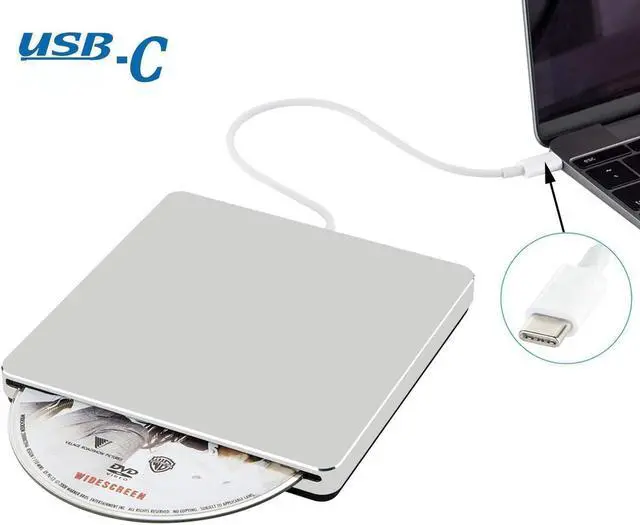 Alt view image 2 of 5 - AMIUKON External DVD/CD Drive USB-C/Type-c DVD/CD Reader and DVD/CD Burner for Apple-MacBook Air/Pro/iMac/Mini/MacBook Pro/ASUS/ASUS/DELL Laptop etc