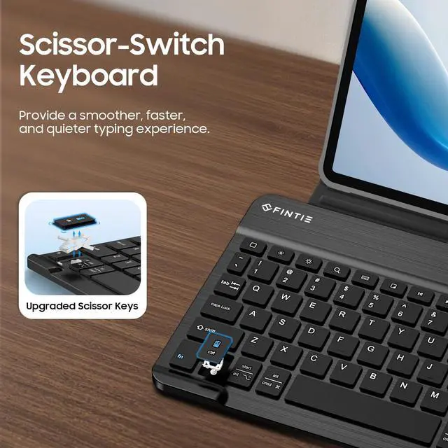 Alt view image 4 of 5 - FINTIE Keyboard Case for iPad Air 11-inch M3 (2025) / M2 (2024), iPad Air 5th (2022) / 4th Generation 10.9 Inch - Soft TPU Cover w/Magnetically Detachable Bluetooth Keyboard, Black