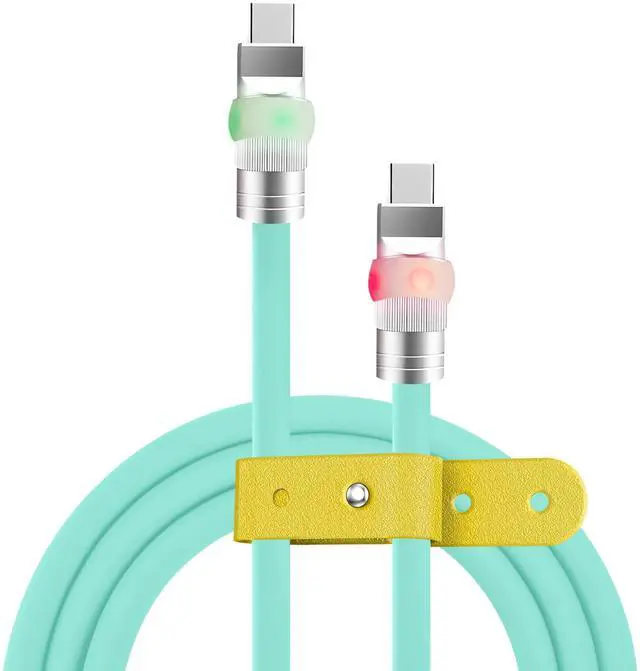 Main image of chubbycable Neon Chubby - Fast Charge UFO Neon Cable Durable Charging Cable Ultra-Thick Silicone LED Light Up Phone Charger Cord, Light Blue, Type-C to Type-C, 6.6FT