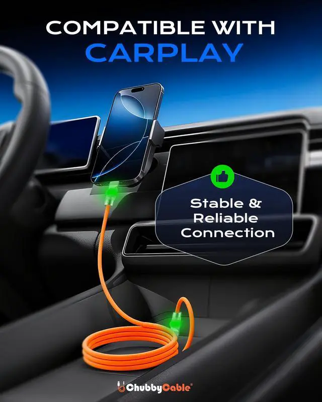 Alt view image 3 of 5 - chubbycable Neon Chubby - Fast Charge UFO Neon Cable Durable Charging Cable Ultra-Thick Silicone LED Light Up Phone Charger Cord, Light Blue, Type-C to Type-C, 6.6FT