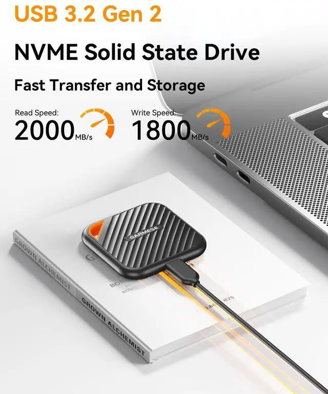 Alt view image 2 of 5 - GARMESE 2TB External SSD Up to 2000MB/s, USB 3.2 Gen 2x2 Portable SSD External Solid State Drives Compatible with Game Console/Tablet/Laptop/Mac, Reliable Storage for Gaming, Students, Professionals