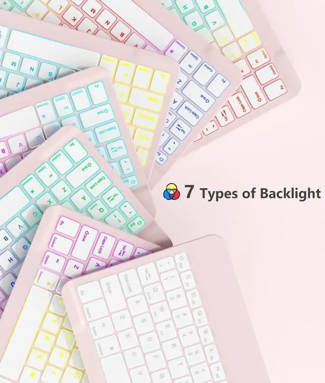 Alt view image 5 of 5 - Akkerds for iPad A16 Case with Keyboard - 7 Colors Backlit Keyboard for iPad 10th Generation/iPad Air 11 Inch - Wireless Folio Cover for iPad Air 10.9 Inch/iPad Pro 11 Inch 2022/2021/2020 (Pink)