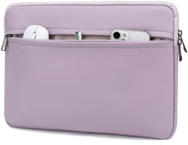 Alt view image 3 of 5 - Canvaslove Embossing Floral Pattern PU Leather Laptop Sleeve Case with Pocket (Purple PU, 15 inch-15.6 inch)