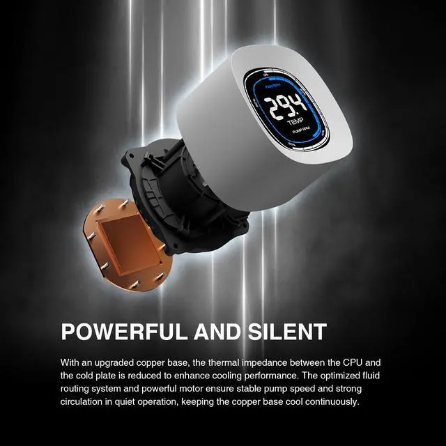 Alt view image 3 of 5 - GAMDIAS Aura GL360 Digital WH AIO PC CPU Liquid Cooler