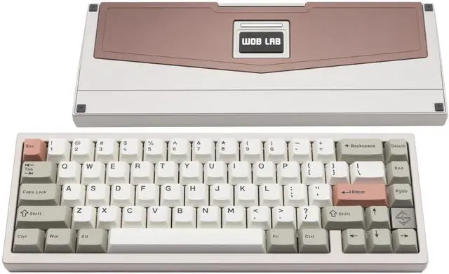 Main image of KEEBMONKEY WOBKEY Zen 65 65% Quick Release Wireless Mechanical Keyboard with RGB, CNC Aluminum Case, Hot-Swappable, VIA Support, BT/2.4G/USB-C Gaming Keyboard for Mac/Windows (Ultra Warm Silver)