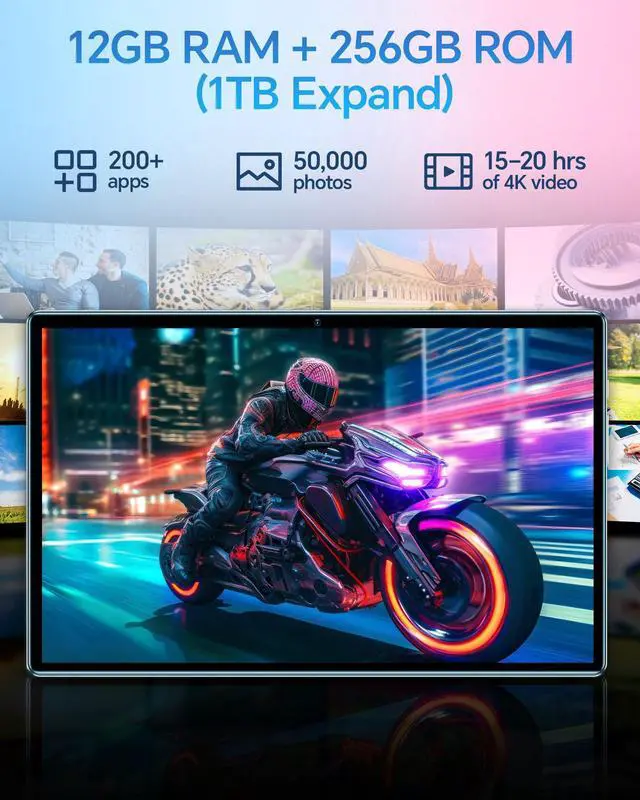 Alt view image 3 of 5 - M7 10" Android 15 Tablet  12GB RAM, 256GB + 1TB Expandable, 8000mAh Battery, 1920x1200 IPS Display, 5G Wi-Fi, BT5.0, Dual Speakers  Fast & Portable Tablet for Study, Work & Entertainment (Blue)