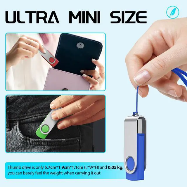 Alt view image 5 of 5 - FEBNISCTE 64GB Flash Drive 10 Pack, Thumb Drive High Capacity Multicolour, Bulk USB Flash Drives 64 GB Metal Swivel, USB 2.0 Jump Drive Portable, Pen Drive Zip High Speed for Data Storage