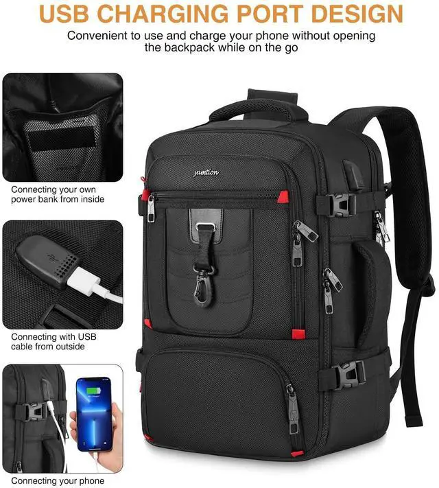 Alt view image 3 of 5 - YAMTION Carry On Backpack for Men,Travel Backpack with 3 Packing Cubes for Women,Laptop Backpack Airline Approved Weekender Bag Mochila Viaje para Hombres