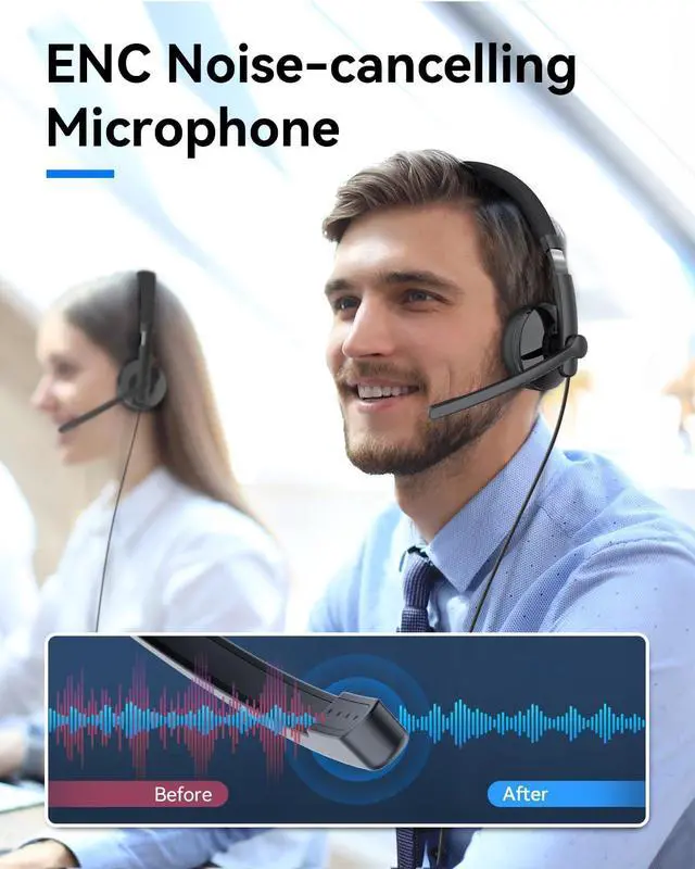 Alt view image 5 of 5 - EMEET HS50 Wired Headset with Mic, On-Ear Computer Headphones with Noise Cancelling Microphone, USB-A/USB-C, Adjustable Design, in-line Control for Home Office Online Class Teams Zoom, All Day Comfort