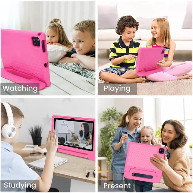 Alt view image 3 of 5 - Iconiotk Kids Tablet 10.1 inch Android 14 Octa-Core 64GB 6000mAh Kids Space Parental Control 1280 * 800 HD Touchscreen Shockproof Case Dual Camera Gift for Toddler Children (Pink)