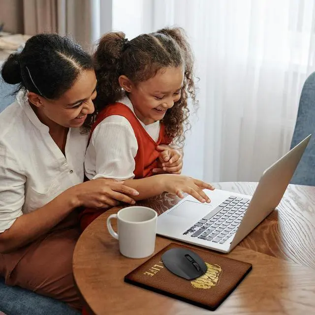 Alt view image 2 of 5 - 3D Rose "Photo of Embossed Leather Buffalo and Text Park Life with Heart" Matte Finish Mouse Pad - 8 x 8" - mp_220332_1