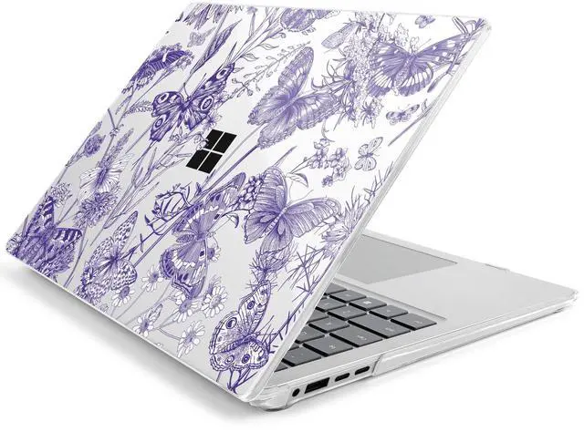 Main image of Loyrina Hard Case for 15-inch Microsoft Surface Laptop Copilot+ PC 2024 (7th Ed) Fashionable Lightweight Floral Design Clear Laptop Shell, with TPU Keyboard Cover & OTG Adapters, Butterfly