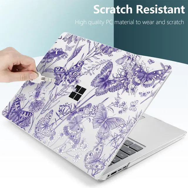 Alt view image 3 of 5 - Loyrina Hard Case for 15-inch Microsoft Surface Laptop Copilot+ PC 2024 (7th Ed) Fashionable Lightweight Floral Design Clear Laptop Shell, with TPU Keyboard Cover & OTG Adapters, Butterfly