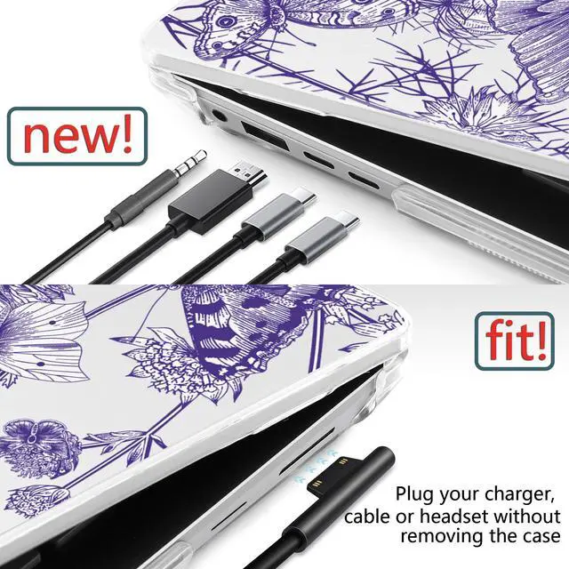 Alt view image 4 of 5 - Loyrina Hard Case for 15-inch Microsoft Surface Laptop Copilot+ PC 2024 (7th Ed) Fashionable Lightweight Floral Design Clear Laptop Shell, with TPU Keyboard Cover & OTG Adapters, Butterfly