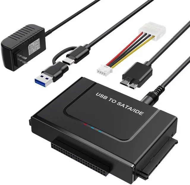 Main image of USB to SATA Adapter, Hard Drive Reader IDE to USB Adapter Data Converter for 2.5 3.5 HDD SSD with 12/2A Power Adapter