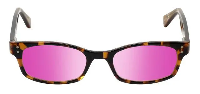 Alt view image 5 of 5 - Medspex Corinne McCormack Channing Color Therapy Reading Glasses +0.00 Tortoise Havana Brown Gold Amber/Passion Purple Womens Fluorescent Light Sensitivity Chromotherapy Chakra Healing