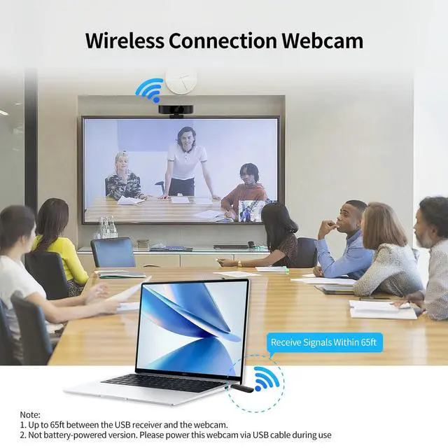 Alt view image 2 of 5 - 1080P Wireless Webcam for PC, Webcam with Noise-reducing Mic, 92°FOV360° Rotation, Plug and Play, Wireless Camera Works with Skype, Zoom for indoor and outdoor Conference meetings, video calls