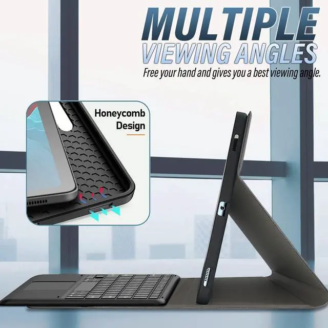 Alt view image 4 of 5 - Wineecy Backlit Keyboard Case for Microsoft Surface Pro - 7 Plus/7/6/5/4 12.3 Inch Tablet, 7 Color Backlight Smart Touchpad Detachable Wireless Keyboard with PU Premium Folio Case