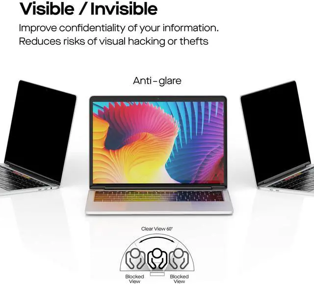 Alt view image 3 of 5 - Moblie Pixels Laptop Privacy Screen 13.3 inch Filter for 16:9 privacy screen for Laptop/Monitor Display - Laptop Monitor Privacy Shield and Anti-Glare Protector