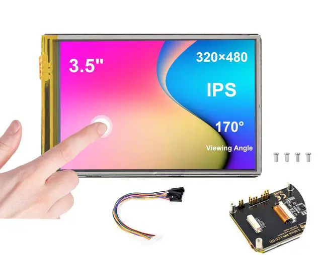 Main image of UeeKKoo 3.5inch Resistive Touch Screen Compatible with Raspberry Pi 5/4B/3B+/3B/3A+/Pico W/Pico 2W/2/ ESP32, 320x480, IPS LCD,SPI Interfaces, Pigo Pin or 11PIN Cable Dual Connections