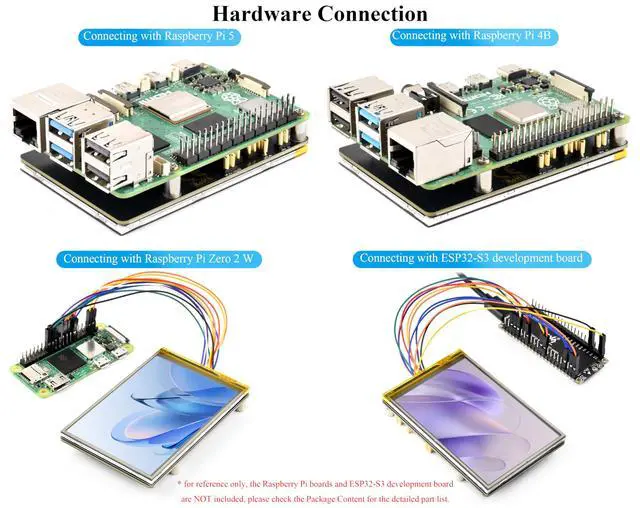 Alt view image 4 of 5 - UeeKKoo 3.5inch Resistive Touch Screen Compatible with Raspberry Pi 5/4B/3B+/3B/3A+/Pico W/Pico 2W/2/ ESP32, 320x480, IPS LCD,SPI Interfaces, Pigo Pin or 11PIN Cable Dual Connections