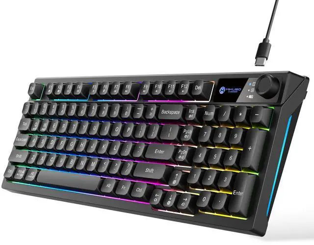 Main image of Gaming Keyboard USB Wired RGB Rainbow Light with Volume Knok, 7 Color Backlit+8 Models LED Lighting Effects, 19 Keys Without ImpactSpill Resistant, Fn+12 Media Hotkeys,Compatible with Windows/MAC