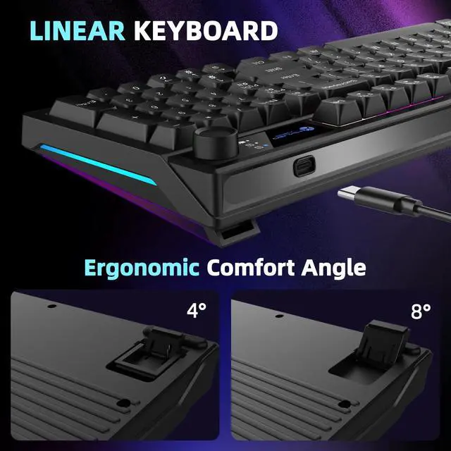 Alt view image 5 of 5 - Gaming Keyboard USB Wired RGB Rainbow Light with Volume Knok, 7 Color Backlit+8 Models LED Lighting Effects, 19 Keys Without ImpactSpill Resistant, Fn+12 Media Hotkeys,Compatible with Windows/MAC