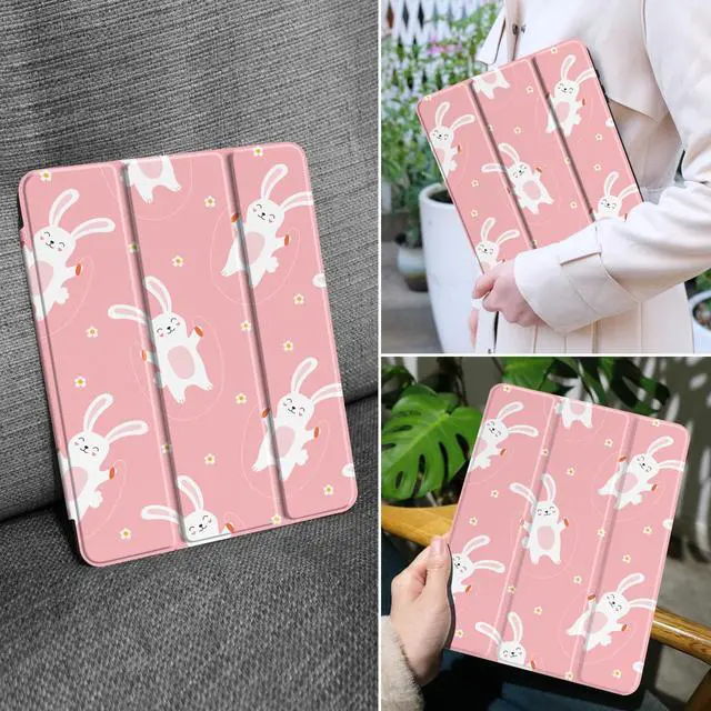 Alt view image 4 of 5 - MEEgoodo Case for Samsung Galaxy Tab A9 Plus 11 inch Cover 2024 2023 with S Pen Holder, A9+ Smart Tablet Cases with Leather Trifold Stand+Soft TPU Back Shell+Smart Auto Wake/Sleep,Bunnies Jumping Rope