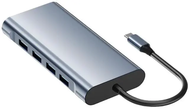 Alt view image 2 of 5 - HCUSR Docking Station 11 in 1 Type-C to HDMI USB C Multiport Adapter with 4xUSB, RJ45 100MB, VGA, 4K 30Hz, TF/SD Card, 3.5mm Audio, PD 100W USB Hub Splitter Adapter for PC Laptop