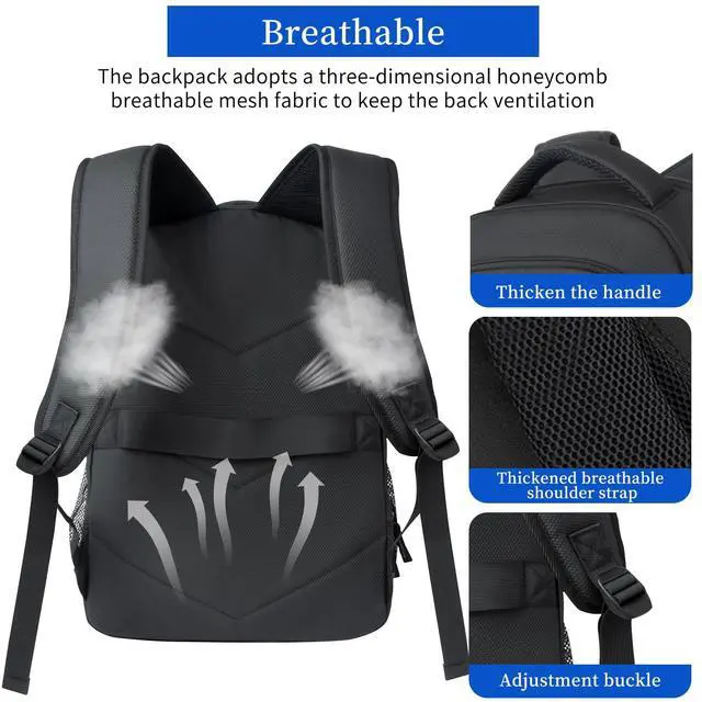 Alt view image 5 of 5 - Packino Travel Laptop Backpack for Women & Men, TSA Airline, Approved Daypack Weekender Work School Bag Fits 17 Inch Laptop 30L Large capacity Waterproof Backpack Black