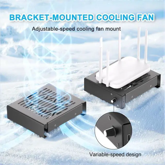 Alt view image 2 of 5 - Quiet 120mm USB Fan, Aluminum Stand with Cooling Fan, Compatible with Mac mini - Desktop Organizer for Router, TV Box, Mini PC, Switch- Heat Dissipation Design for Home/Office Use (TF-120)