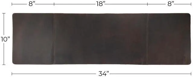 Alt view image 2 of 5 - LeatherTex, 34 Inch Long Desk Pad for Keyboard, Mouse and Cellphone, Handmade from Full Grain Leather - Bourbon Brown