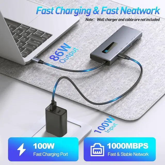 Alt view image 4 of 5 - GOAKICHGO USB C Docking Station HDMI Display, 10-in-1,Laptop Multiport Adapter, USB A and C 3.0 Ports, SD/Micro SD Card, PD100W Fast Charging, Compatible with MacBook/Dell/HP/Lenovo ThinkPad/Surface