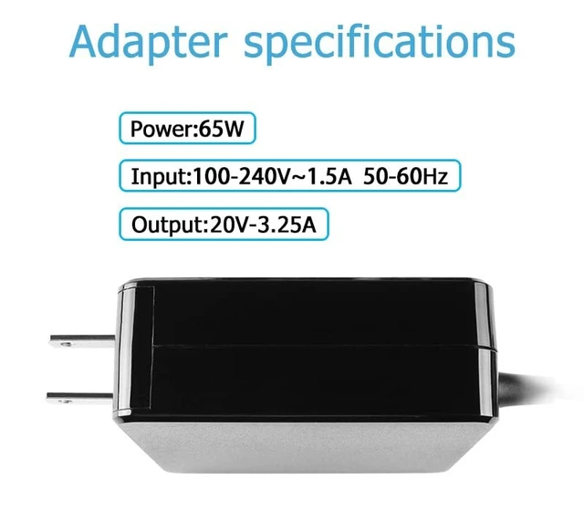 Alt view image 3 of 5 - 65W AC Charger Replacement for Lenovo ADLX65CLGK2A V14 V15 V17-G2 V140-15IWL 81K6 V15 G2-ALC 82KD G2-ITL 82KB 82ME V15-IGL 82NN V15-IML 82NB 82NQ IdeaPad L3 15ITL6 82HL IdeaPad 720S