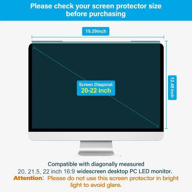 Alt view image 2 of 5 - MOSISO 20-22 inch Computer Blue Light Blocking Screen Protector Anti-UV Eye Protection Filter Film Panel for Diagonal 20,21.5,22 inch 16:9 Widescreen Desktop PC LED Monitor(19.29 x 12.48 inch/L x W)