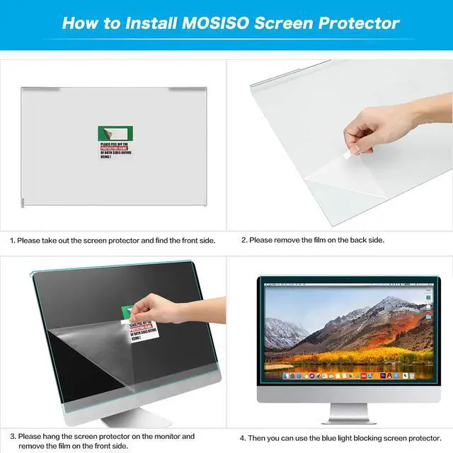 Alt view image 3 of 5 - MOSISO 20-22 inch Computer Blue Light Blocking Screen Protector Anti-UV Eye Protection Filter Film Panel for Diagonal 20,21.5,22 inch 16:9 Widescreen Desktop PC LED Monitor(19.29 x 12.48 inch/L x W)