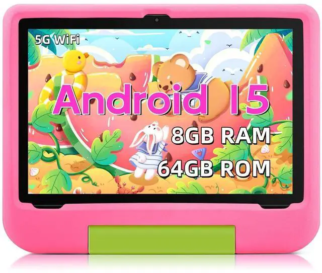 Kids Tablet  10.1 Android 15 Tablet for Kids with 8GB RAM 64GB Storage, WiFi 6, Octa-Core CPU, Parental Control, Pre-Installed Kids Apps, 5000mAh Battery, EVA Case  Tablets for Children Ages 315