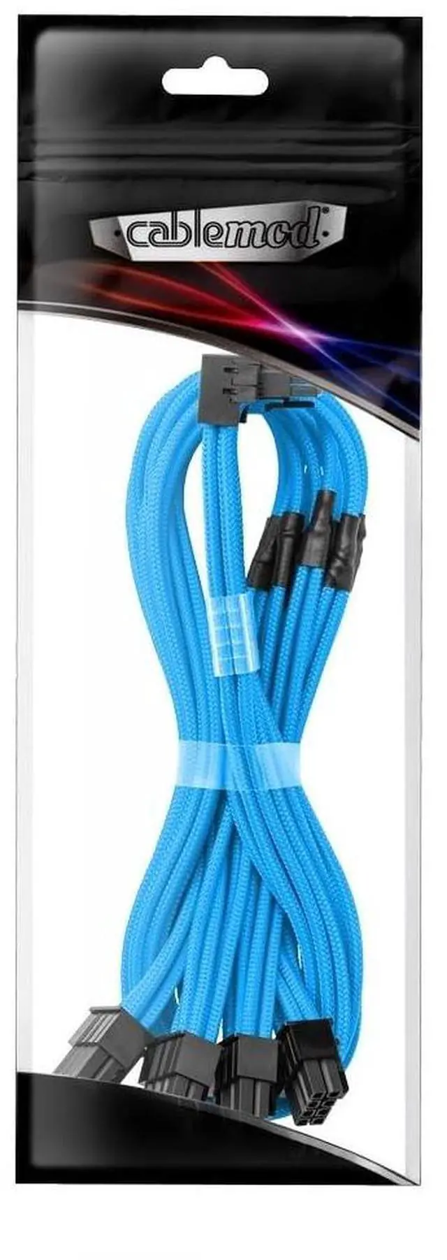 Alt view image 3 of 3 - CableMod C-Series Pro ModMesh Sleeved 12V-2x6 12VHPWR 90 StealthSense PCIe Cable for Corsair - Variant B (Light Blue, 16-pin to Quad 8-pin, 60cm)