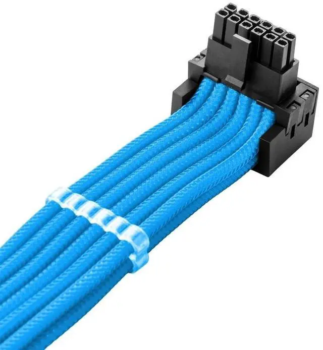 Alt view image 2 of 3 - CableMod C-Series Pro ModMesh Sleeved 12V-2x6 12VHPWR 90 StealthSense PCIe Cable for Corsair - Variant B (Light Blue, 16-pin to Quad 8-pin, 60cm)