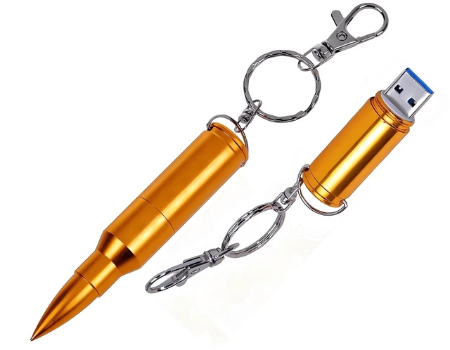 Main image of WooTeck 128GB Metal Shining Bullet USB 3.0 Flash Drive Memory Stick with Keychain,Golden
